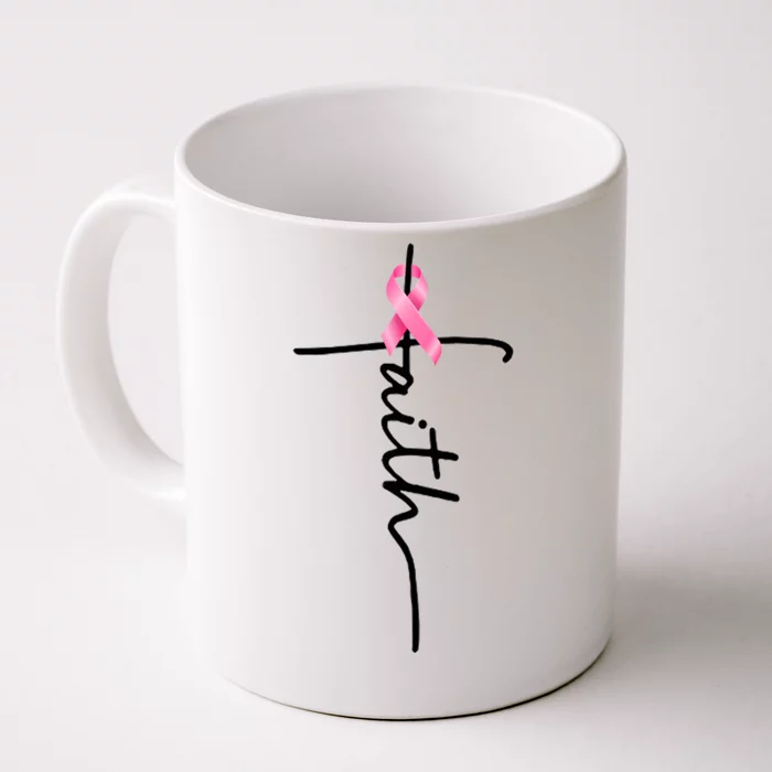 Breast Cancer Awareness Faith Cross Pink Ribbon Front & Back Coffee Mug