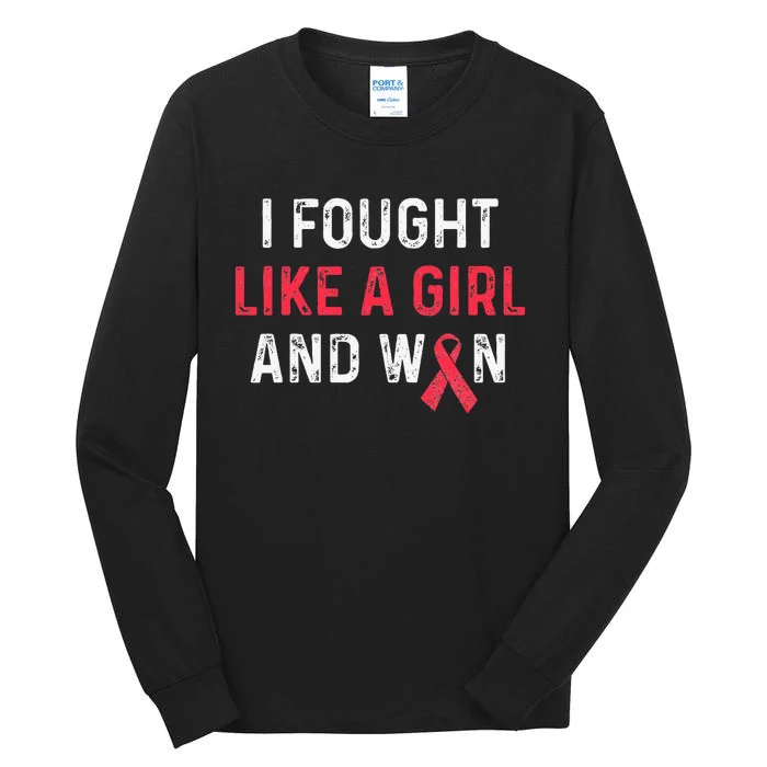 Breast Cancer Awareness I Fought Like A Girl And Won Tall Long Sleeve T-Shirt