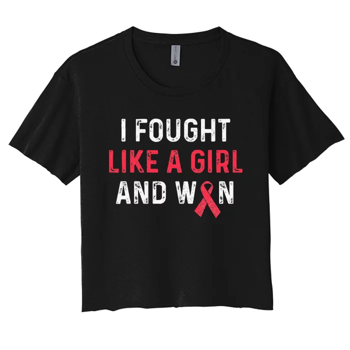 Breast Cancer Awareness I Fought Like A Girl And Won Women's Crop Top Tee