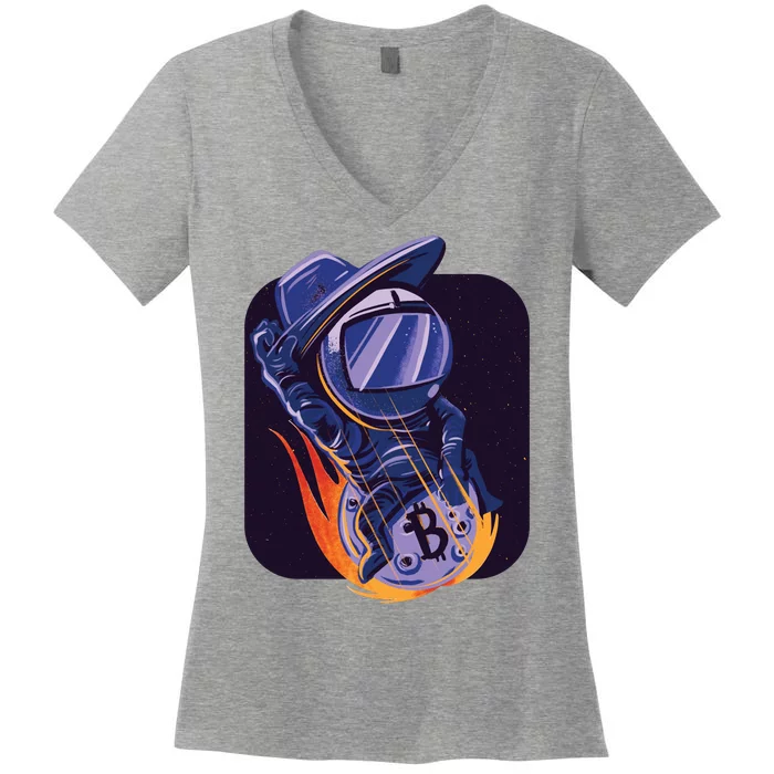 Bitcoin Cowboy Astronaut Women's V-Neck T-Shirt