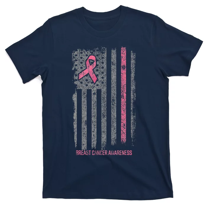 Breast Cancer American Flag Breast Cancer Awareness T-Shirt