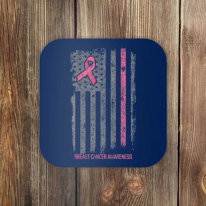 Breast Cancer American Flag Breast Cancer Awareness Coaster