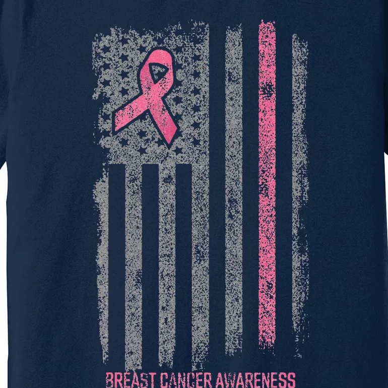 Breast Cancer American Flag Breast Cancer Awareness Premium T-Shirt