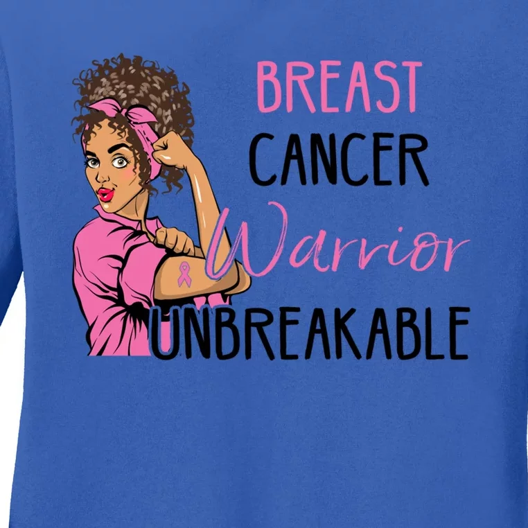 Breast Cancer Awareness Warrior Unbreakable Pink Ribbon Cool Gift Ladies Long Sleeve Shirt