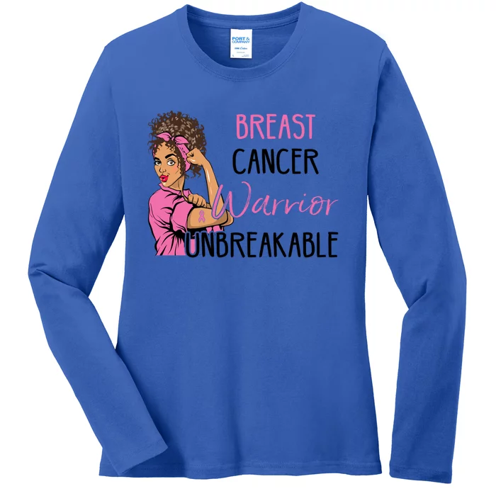 Breast Cancer Awareness Warrior Unbreakable Pink Ribbon Cool Gift Ladies Long Sleeve Shirt