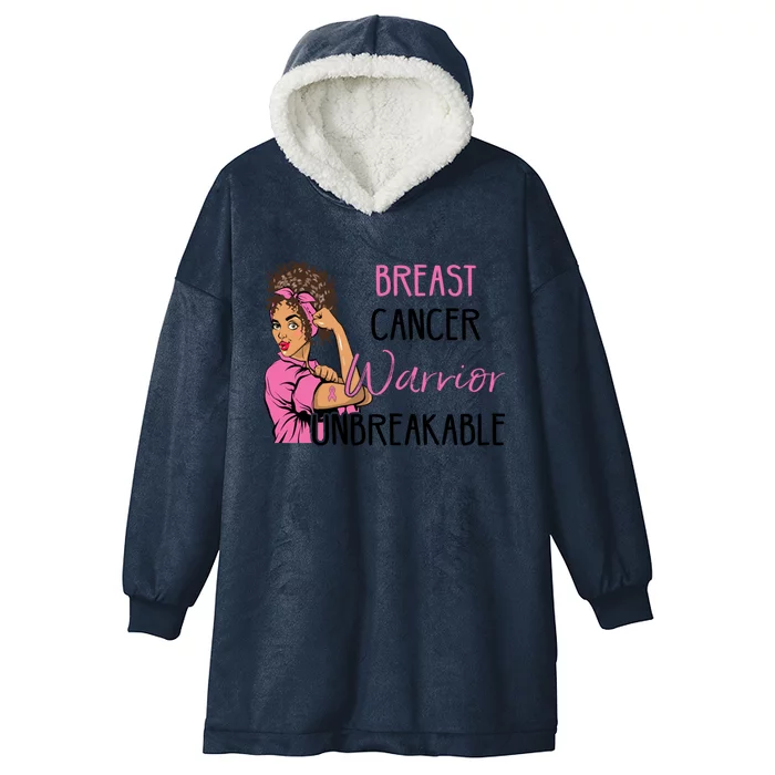 Breast Cancer Awareness Warrior Unbreakable Pink Ribbon Cool Gift Hooded Wearable Blanket