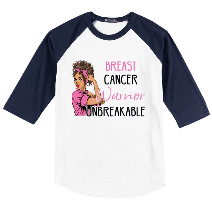 Breast Cancer Awareness Warrior Unbreakable Pink Ribbon Cool Gift Baseball Sleeve Shirt