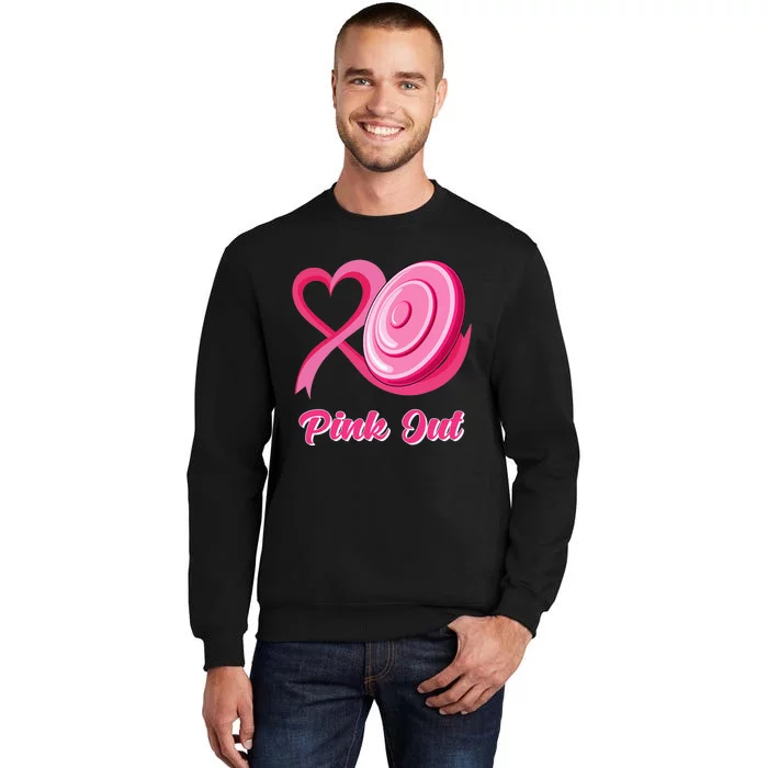 Breast Cancer Awareness Game Day Pink Disc Golf Sport Lover Tall Sweatshirt