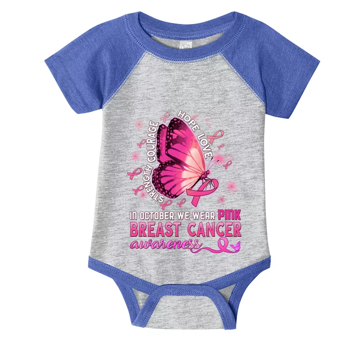 Breast Cancer Awareness In October Wear Pink Butterfly Gift Infant Baby Jersey Bodysuit