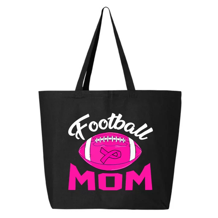 Breast Cancer Awareness Football Mom Pink Ribbon Leopard Gift 25L Jumbo Tote