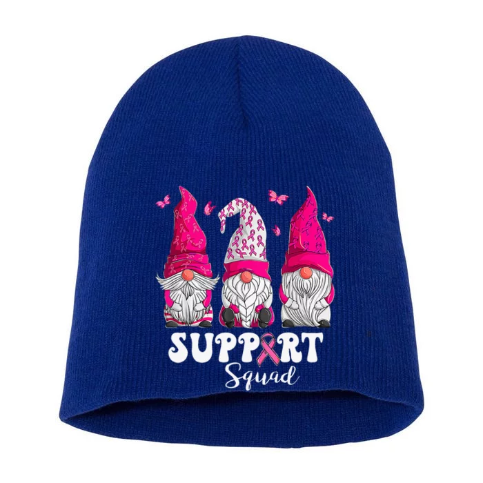 Breast Cancer Awareness For Women Gnomes Support Squad Short Acrylic Beanie