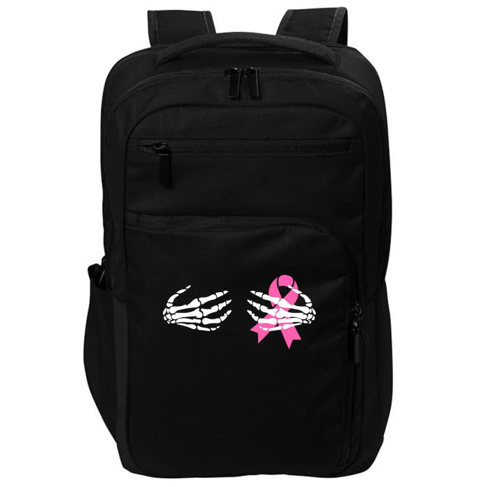 Breast Cancer Awareness Skeleton Hands Pink Ribbon Halloween Gift Impact Tech Backpack