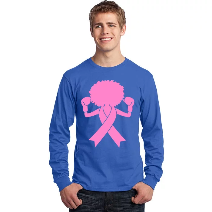 Breast Cancer Awareness Pink Afro Breast Cancer Warrior Gift Tall Long Sleeve T-Shirt