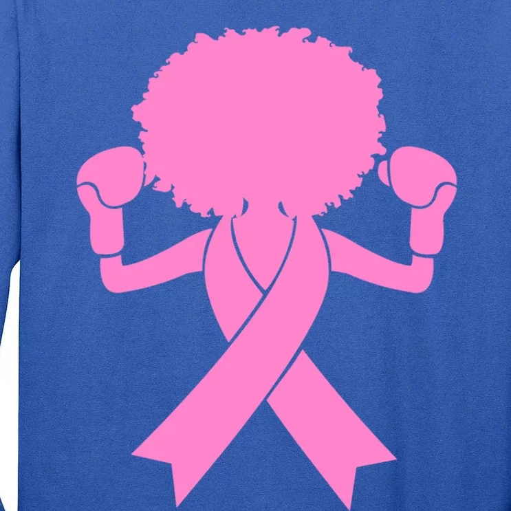 Breast Cancer Awareness Pink Afro Breast Cancer Warrior Gift Tall Long Sleeve T-Shirt