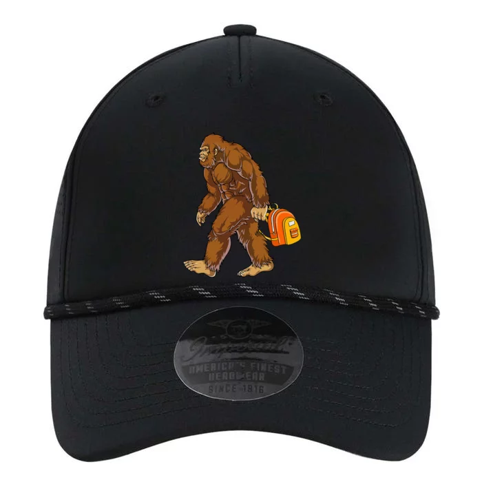 Bigfoot Carrying A Backpack Sasquatch Back To School Funny Performance The Dyno Cap