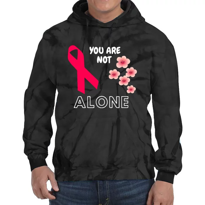 Breast Cancer Awareness You Are Not Alone Pink Ribbon Halloween Gift Tie Dye Hoodie