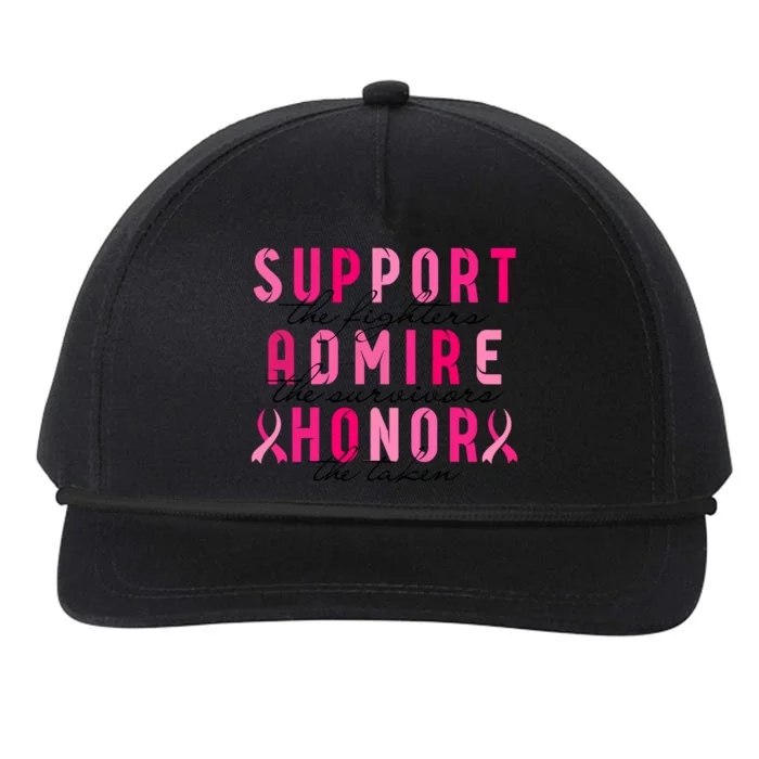 Breast Cancer Awareness Support Admire Honor Pink Ribbon Gift Snapback Five-Panel Rope Hat