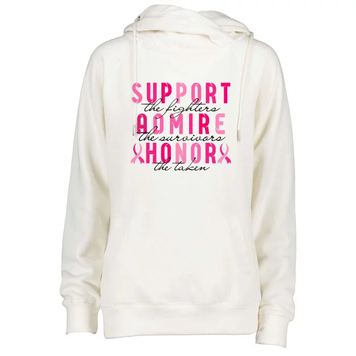 Breast Cancer Awareness Support Admire Honor Pink Ribbon Gift Womens Funnel Neck Pullover Hood