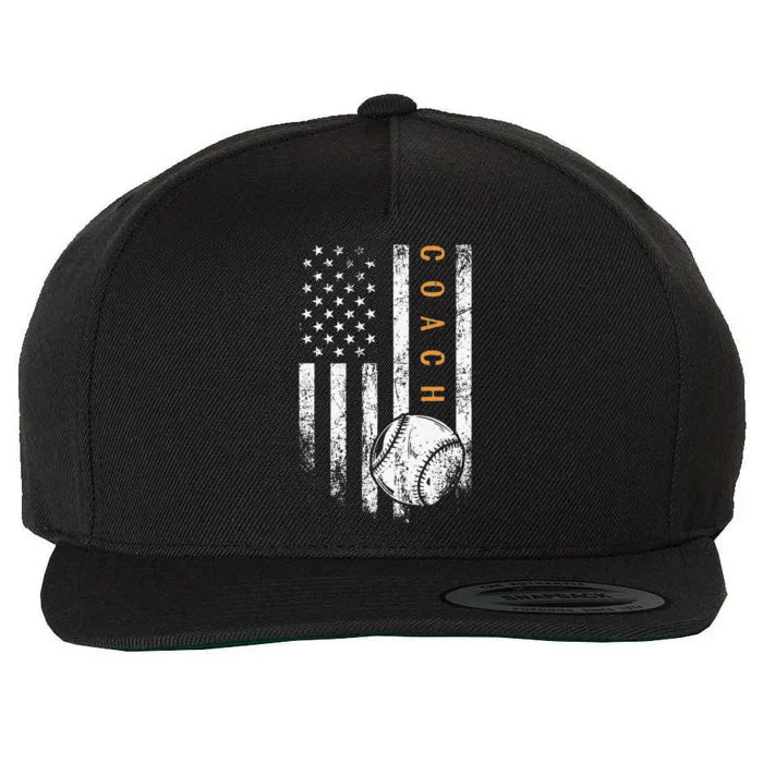 Baseball Coach American Flag Baseball Trainer Coaching Wool Snapback Cap