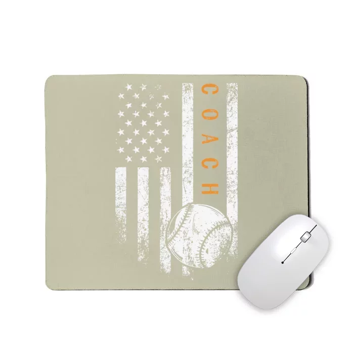 Baseball Coach American Flag Baseball Trainer Coaching Mousepad