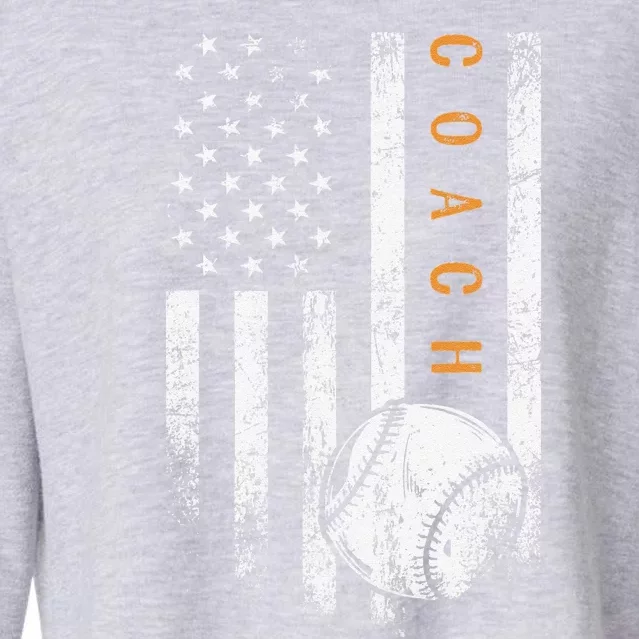 Baseball Coach American Flag Baseball Trainer Coaching Cropped Pullover Crew