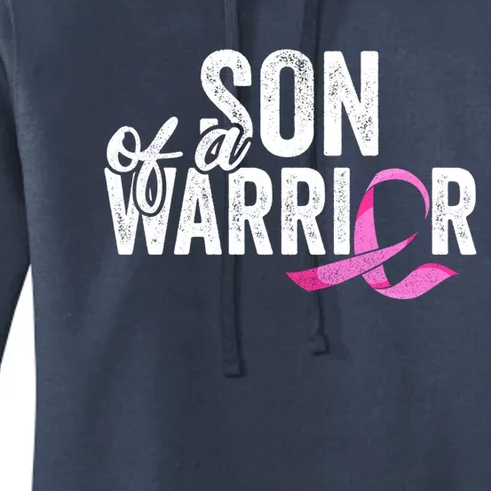 Breast Cancer Awareness Son Warrior Mom Pink Ribbon Cool Gift Women's Pullover Hoodie