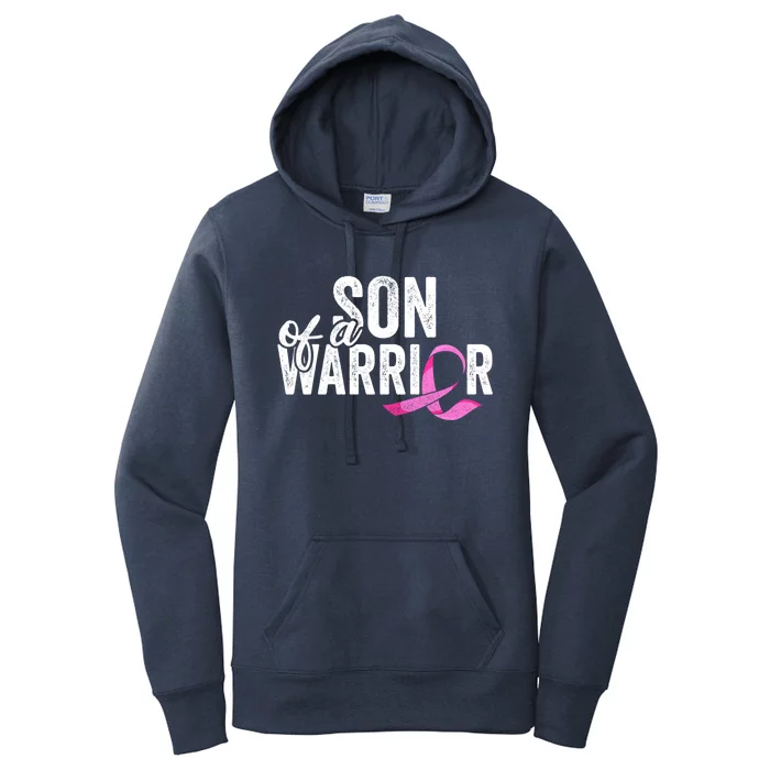 Breast Cancer Awareness Son Warrior Mom Pink Ribbon Cool Gift Women's Pullover Hoodie