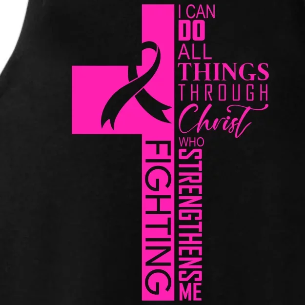 Breast Cancer Awareness Christian Cross Faith Ladies Tri-Blend Wicking Tank