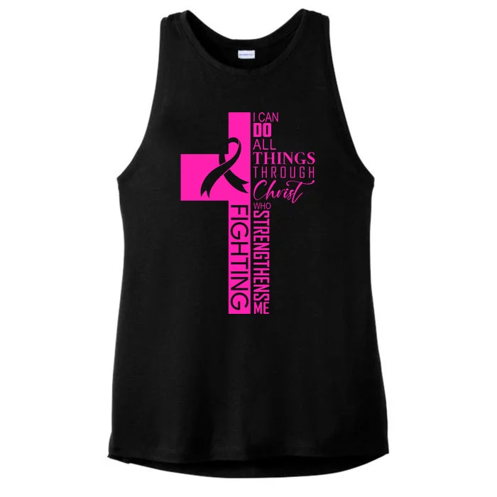 Breast Cancer Awareness Christian Cross Faith Ladies Tri-Blend Wicking Tank