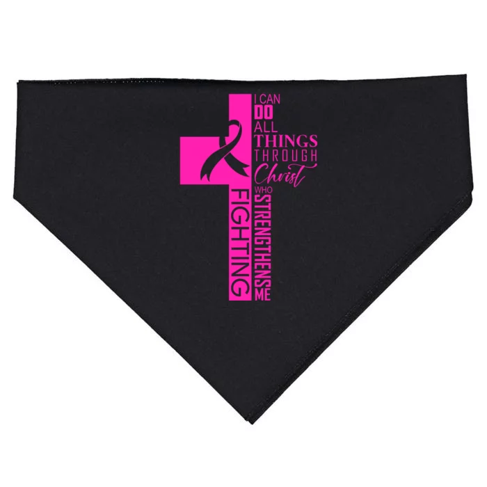 Breast Cancer Awareness Christian Cross Faith USA-Made Doggie Bandana