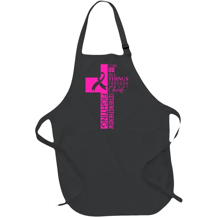 Breast Cancer Awareness Christian Cross Faith Full-Length Apron With Pocket