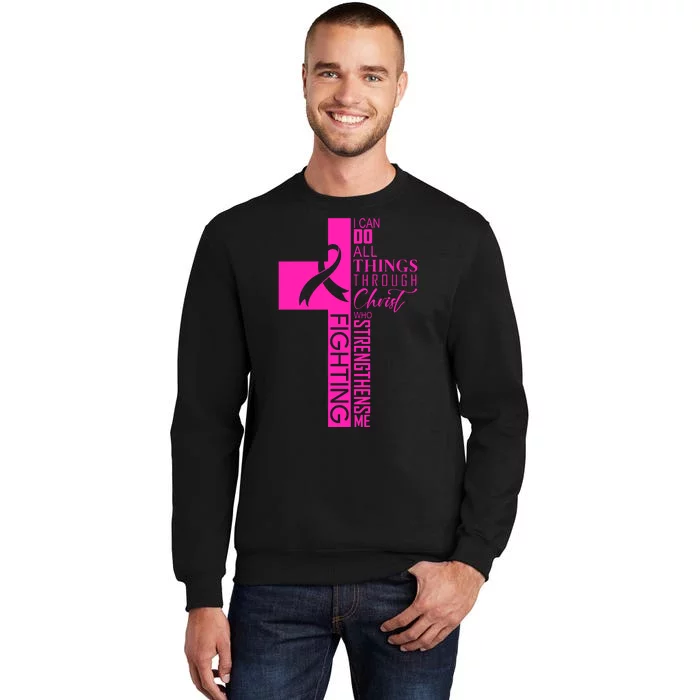 Breast Cancer Awareness Christian Cross Faith Sweatshirt