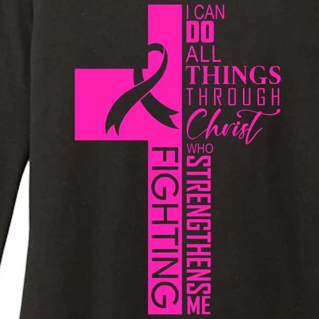 Breast Cancer Awareness Christian Cross Faith Womens CVC Long Sleeve Shirt