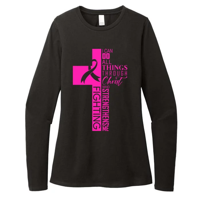 Breast Cancer Awareness Christian Cross Faith Womens CVC Long Sleeve Shirt