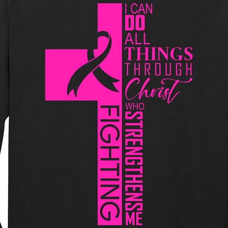 Breast Cancer Awareness Christian Cross Faith Tall Long Sleeve T-Shirt