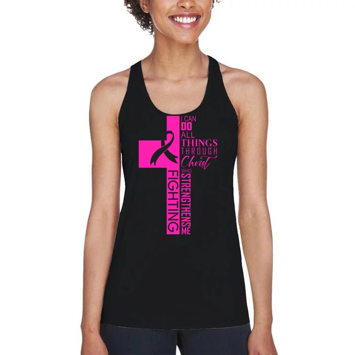 Breast Cancer Awareness Christian Cross Faith Women's Racerback Tank