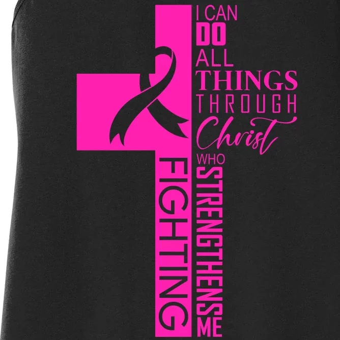 Breast Cancer Awareness Christian Cross Faith Women's Racerback Tank