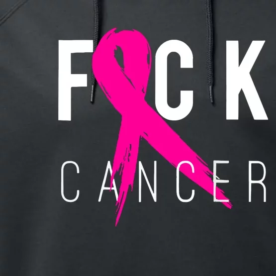 Breast Cancer Awareness Gift Fuck Cancer Retro Distressed Performance Fleece Hoodie