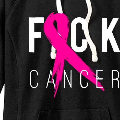 Breast Cancer Awareness Gift Fuck Cancer Retro Distressed Women's Fleece Hoodie