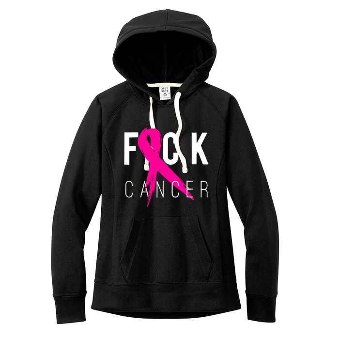 Breast Cancer Awareness Gift Fuck Cancer Retro Distressed Women's Fleece Hoodie