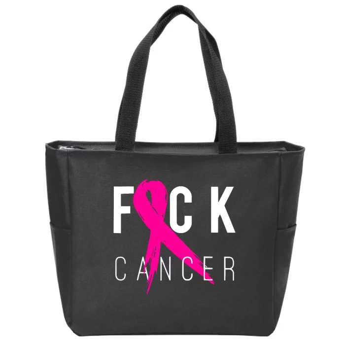 Breast Cancer Awareness Gift Fuck Cancer Retro Distressed Zip Tote Bag