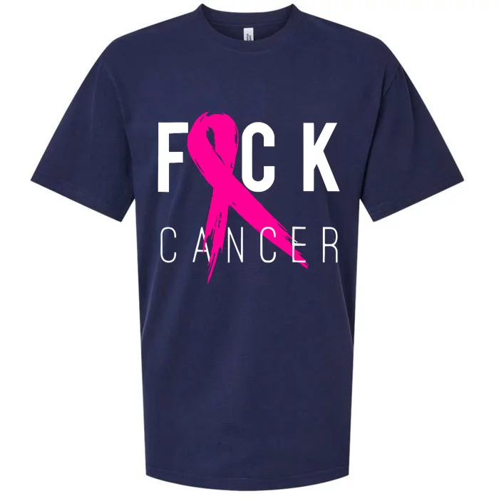 Breast Cancer Awareness Gift Fuck Cancer Retro Distressed Sueded Cloud Jersey T-Shirt