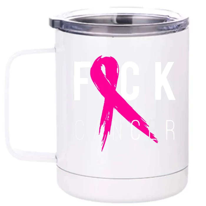 Breast Cancer Awareness Gift Fuck Cancer Retro Distressed Front & Back 12oz Stainless Steel Tumbler Cup