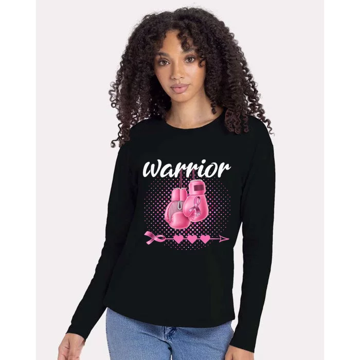 Breast Cancer Awareness Pink Boxing Gloves Warrior Womens Cotton Relaxed Long Sleeve T-Shirt