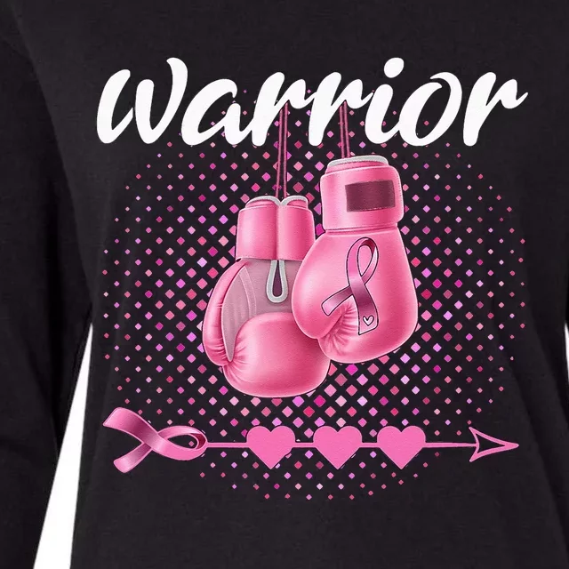 Breast Cancer Awareness Pink Boxing Gloves Warrior Womens Cotton Relaxed Long Sleeve T-Shirt