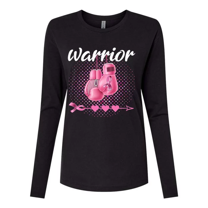 Breast Cancer Awareness Pink Boxing Gloves Warrior Womens Cotton Relaxed Long Sleeve T-Shirt