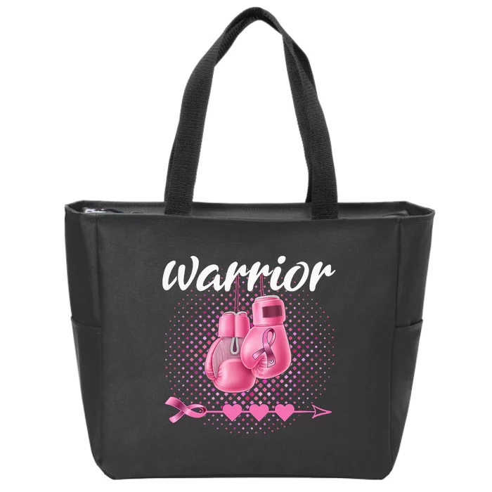 Breast Cancer Awareness Pink Boxing Gloves Warrior Zip Tote Bag