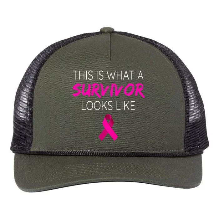 Breast Cancer Awareness Survivor Pink Ribbon Gifts Retro Rope Trucker Hat Cap