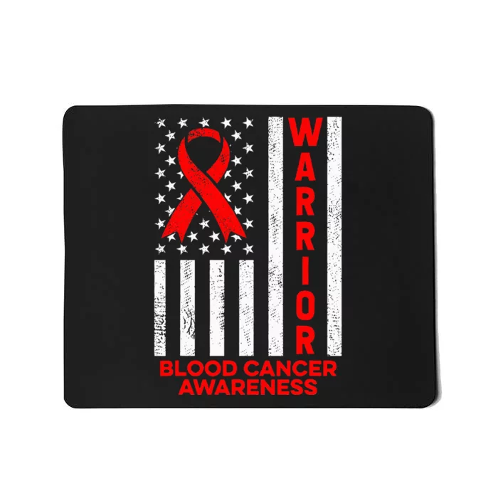 Blood Cancer Awareness Warrior American Flag Red Ribbon Mousepad