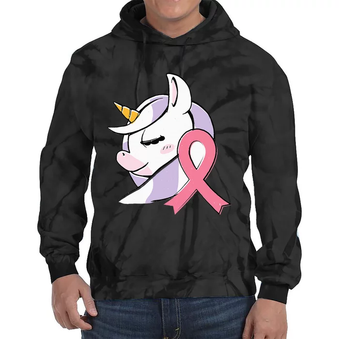 Breast Cancer Awareness Toddler Pink Ribbon Unicorn Tie Dye Hoodie